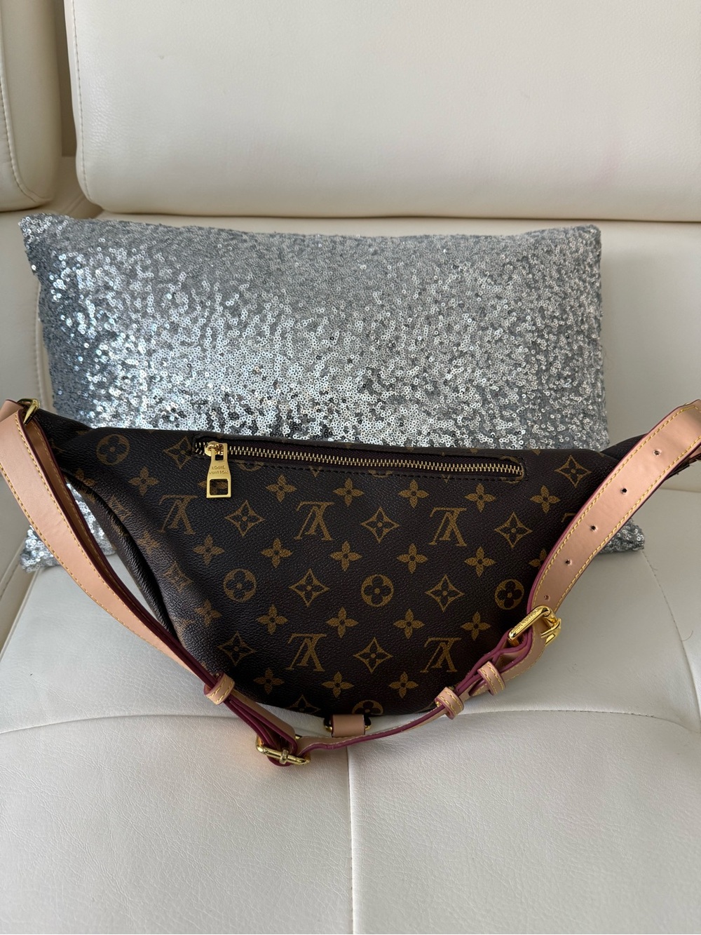 Designer Inspired Brown Monogram Canvas Bum Bag - Brown - Picture 5 of 8